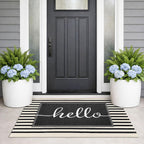 KILOCOCO Beige Striped Rug 2.3'x3.6' Indoor Outdoor Rugs Front Door Mat Hand Woven Cotton Washable Striped Layered Doormats for Front Porch/Kitchen/Farmhouse/Entryway/Patio