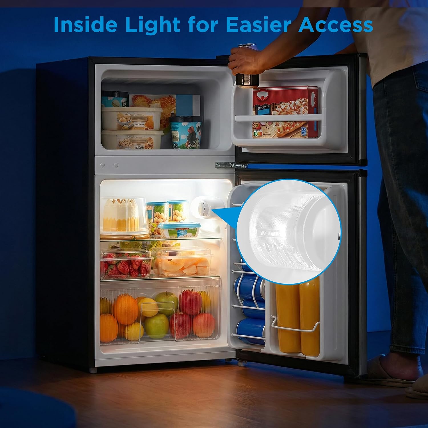 Midea Whd-113Fsl 3.1 Cu Ft Compact Fridge With Freezer, Energy Star Certified Mini Fridge With Interior Light, Adjustable Shelves, Perfect For Office, Dorm, Bedroom, Silver