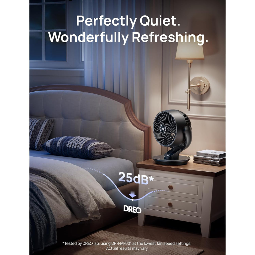 Dreo Fan For Bedroom, 13-Inch Oscillating Table Air Circulator Fan For Whole Room, 120° Tilt Adjustment, 25Db Ultra-Quiet, 75Ft Powerful Airflow, 4 Speeds Desk Fans With Remote For Home, Office
