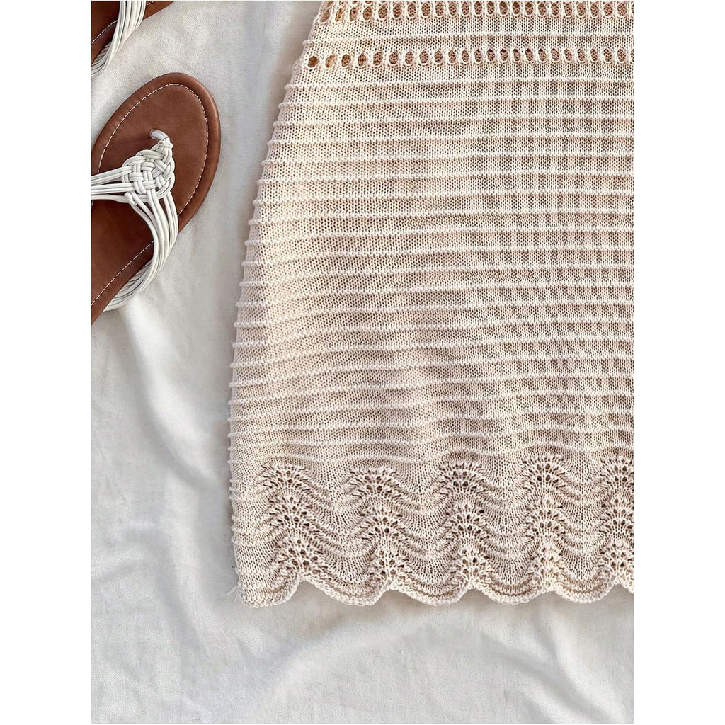 Gorglitter Women'S Crochet Halter Mini Dress Boho 90S Bow Tie Backless Bodycon Knit Festival Western Cowgirl Country Dresses
