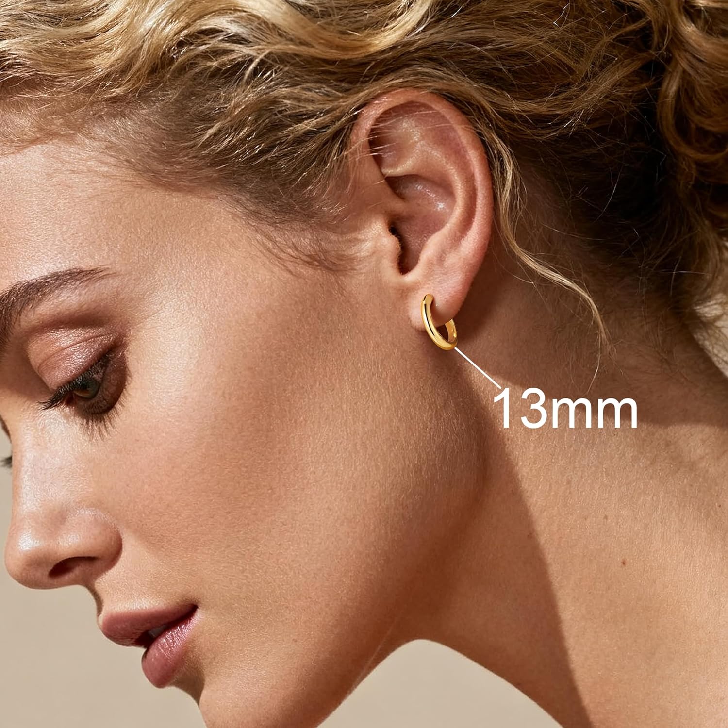 M MOOHAM Gold Plated Hoop Earrings for Women - Hypoallergenic 14K Gold Plated Hoops Earrings Set for Sensitive Ears Earring Stack for Women Trendy Jewelry Gifts Lightweight 13-60mm