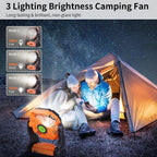 Portable Fan Rechargeable Battery Powered Fan,20000Mah Cordless Battery Operated Camping Fans With Led Light & Hook,Usb Personal Fans Outdoor Camping Essentials Beach Tent For Travel Reading