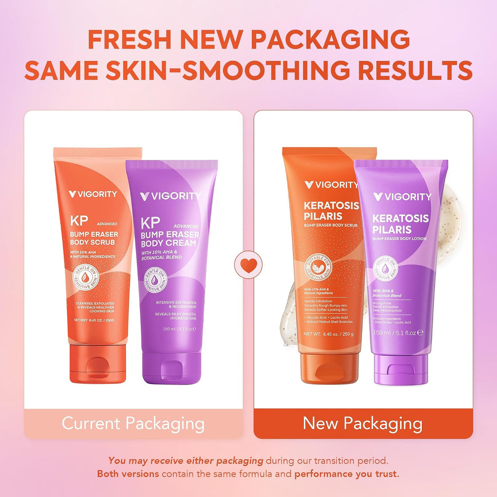 Kp Bump Eraser Body Scrub & Keratosis Pilaris Lotion Set With 10% Aha + Bha – Strawberry Legs Treatment For Women & Man - Exfoliates & Deeply Hydrates For Smoother Healthy-Looking Skin