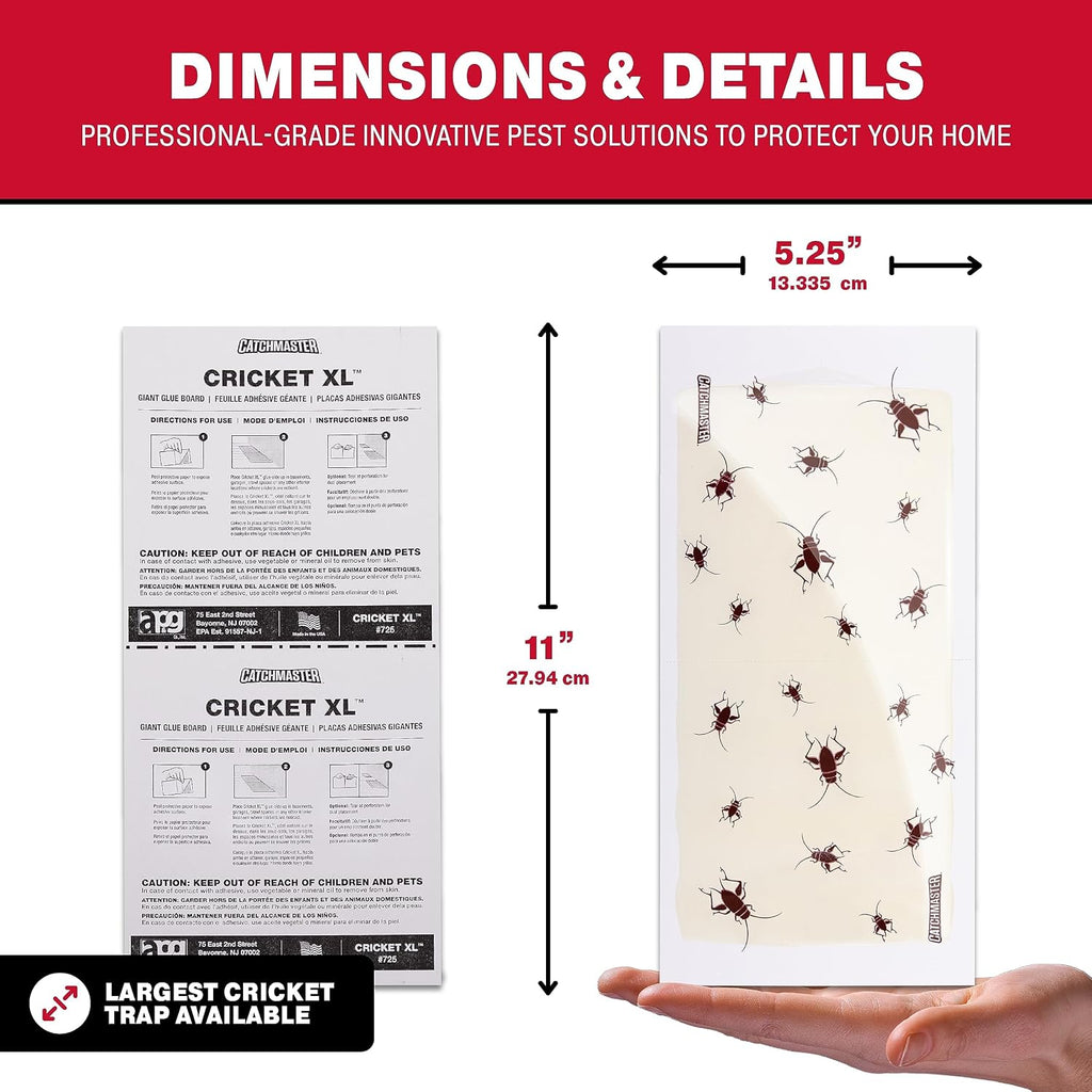 Catchmaster Cricket Xl Giant Glue Boards 6-Pk, Adhesive Bug Catcher Cricket Traps Indoor, Sticky Trap For Inside Your Home, Bulk Insect Killer, Insect Traps For House & Garage, Pest Control For Home