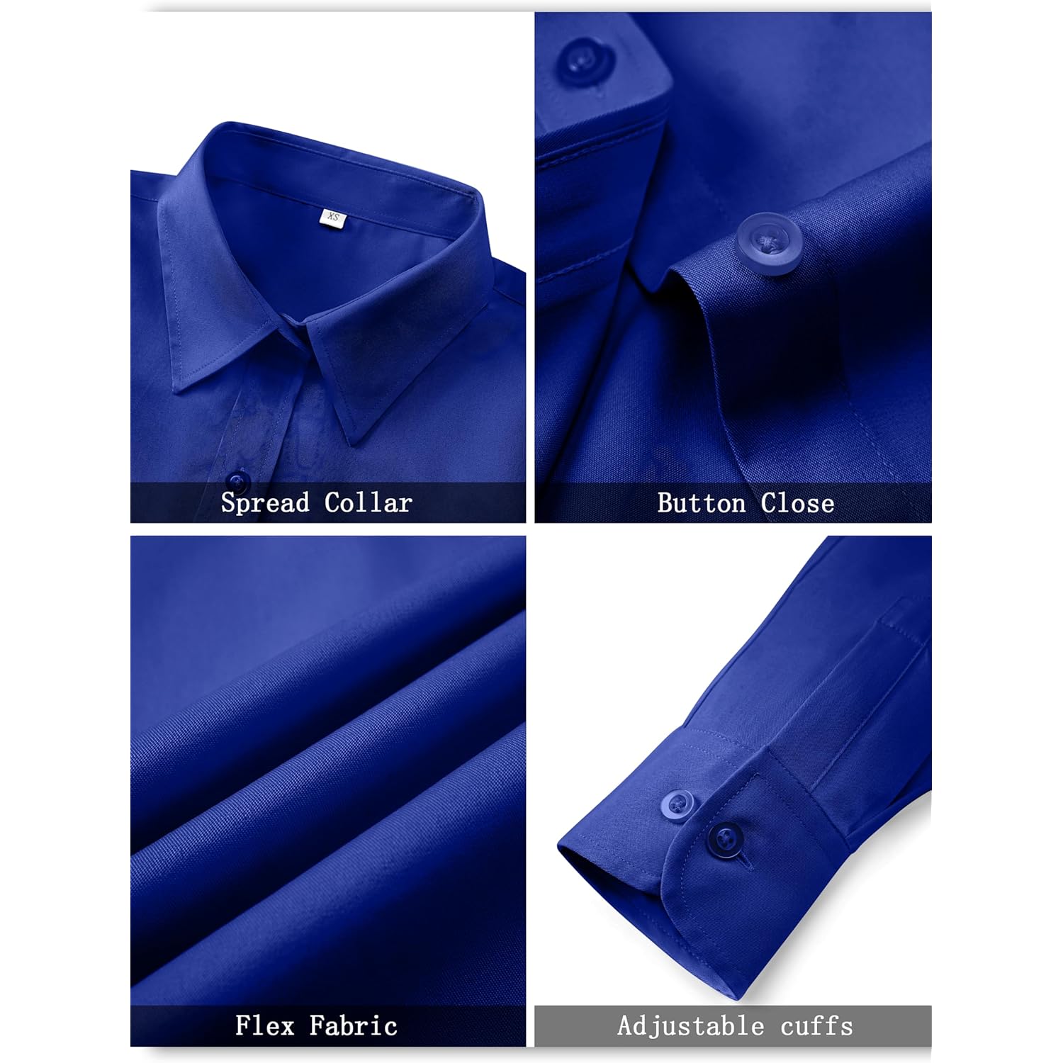 Soft Wrinkle-Free Women's Button Down Dress Shirts Solid Long Sleeve Work Blouses Fit Stretch Casual Tops XXS-6XL