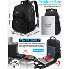 Proetrade Travel Backpack, Extra Large Laptop Backpack Business Anti Theft Tsa Approved College Work Computer Bag Fits 17 Inch Laptop With Usb Charging Port For Women Men(Black)