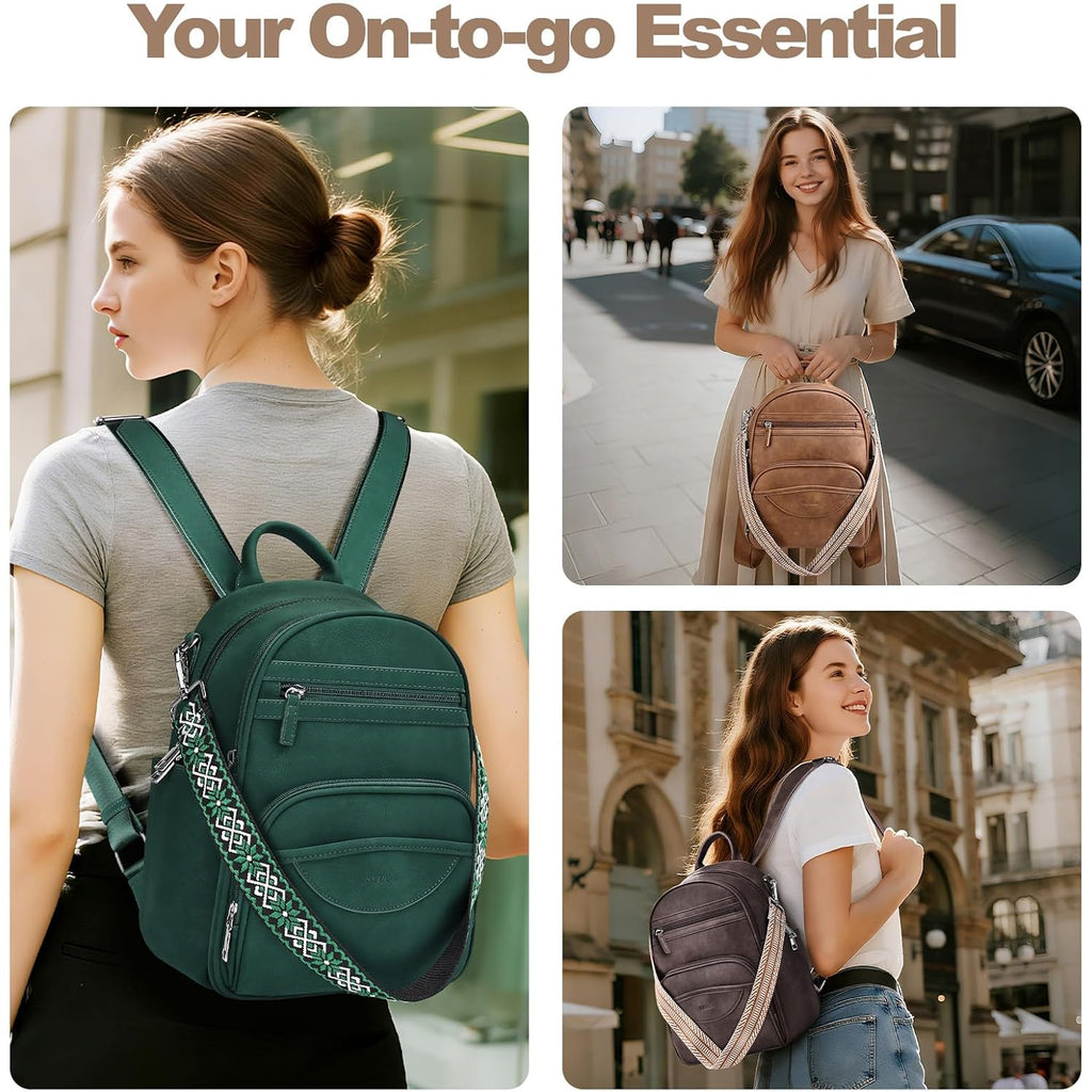 Backpack Purse For Women, Backpack Vegan Leather With Rfid Blocking & Tablet Pocket, Shoulder Handbag For Travel& Work Brown