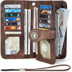 BOSTANTEN Leather Wallet for Women RFID Blocking Zip Around Credit Cards Holder Phone Clutch