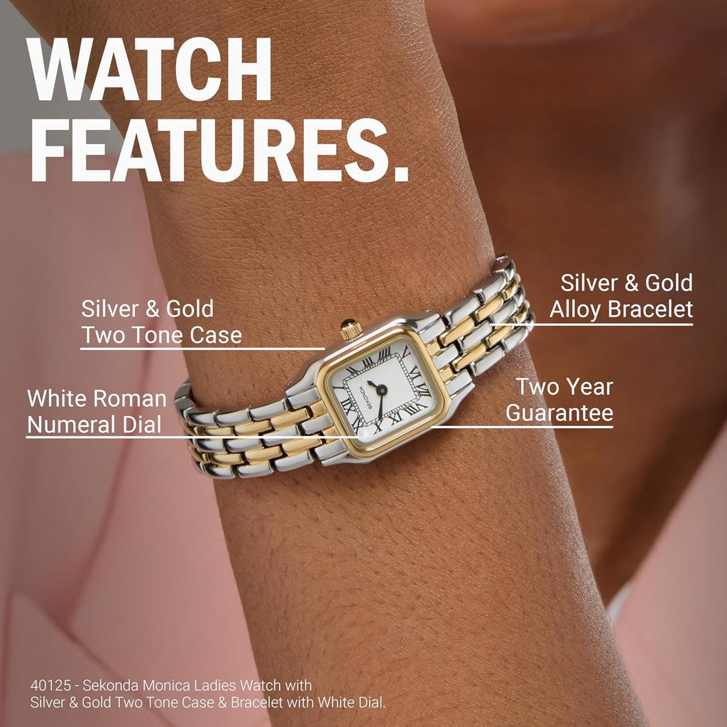 Sekonda Monica Ladies 20Mm Quartz Watch In White With Roman Numerals, Analogue Display And Alloy Strap