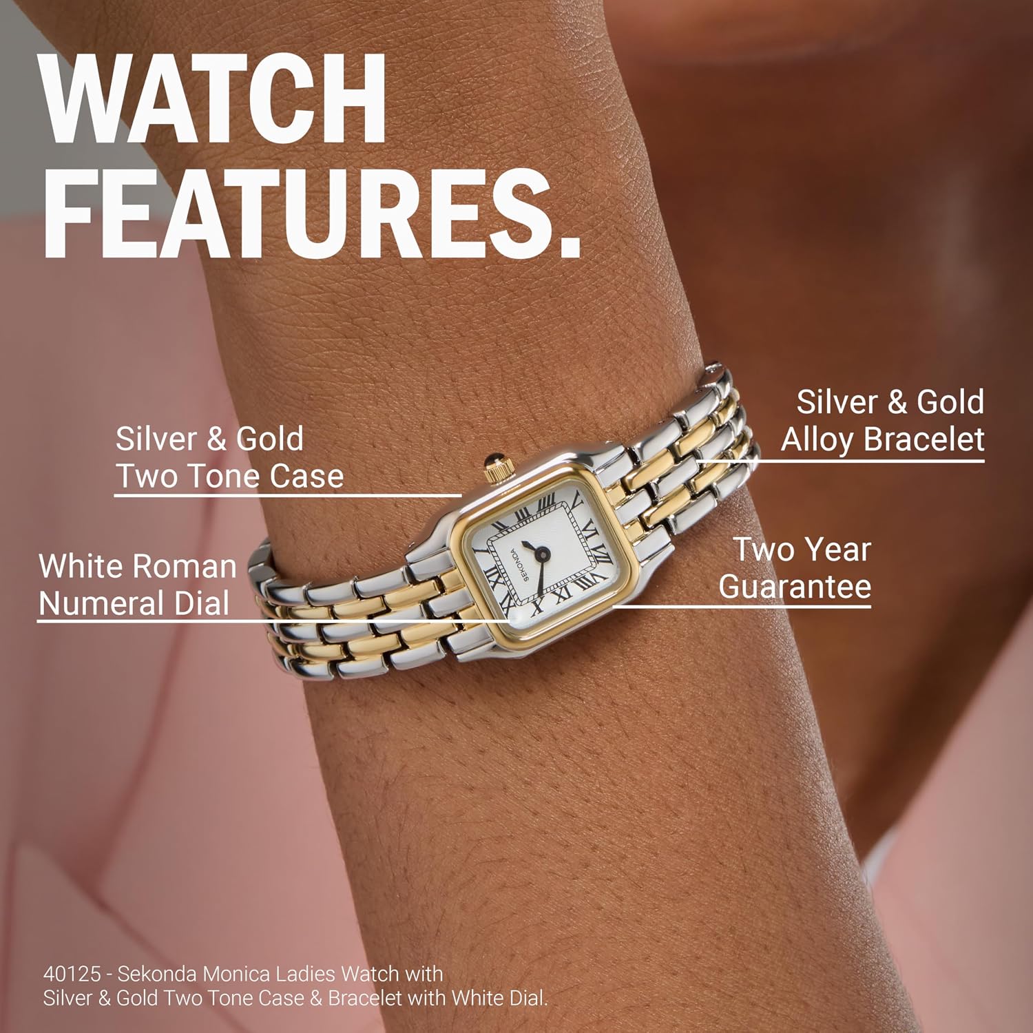 Sekonda Monica Ladies 20Mm Quartz Watch In White With Roman Numerals, Analogue Display And Alloy Strap