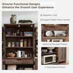 72" Tall Wooden Pantry Storage Cabinet With Door Shelves & Drawer | Farmhouse, Barn Doors, Adjustable Shelves, Freestanding, Anti-Tip Kit, For Kitchen, Dining Room, Living Room
