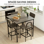 Giantex 5-Piece Dining Table Set W/Counter Height Table & 4 Bar Stools, Modern Kitchen Dining Set W/Footrest & Backrest, Space-Saving Dinette Set For Pub, Dining Room, Restaurant (Black Oak)