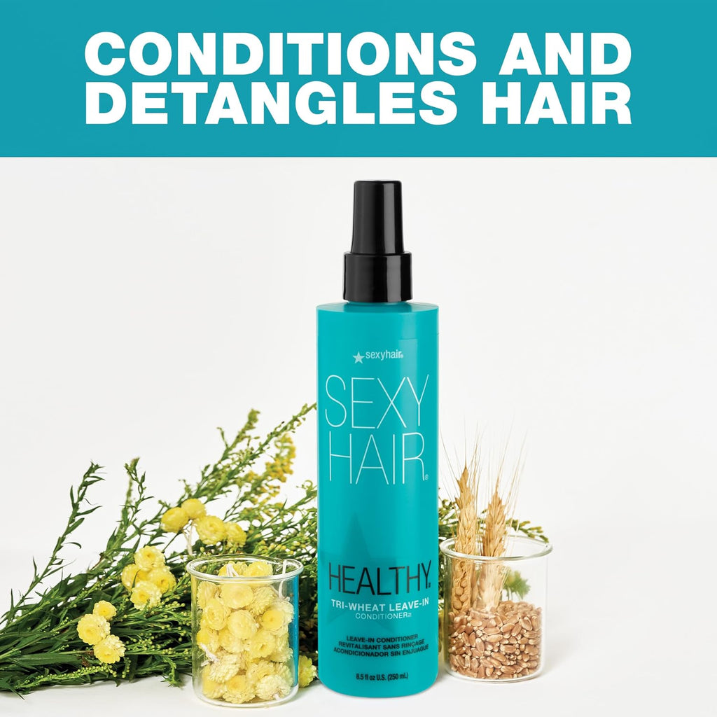 Sexyhair Healthy Tri-Wheat Leave-In Conditioner | Up To 90% Better Detangling | Reduces Breakage | Moisture, Smoothness, And Shine