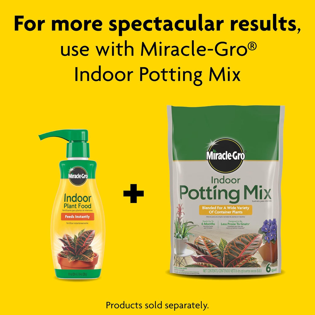 Miracle-Gro Indoor Plant Food, Liquid Plant Food For Houseplants, Snake Plants, Peace Lilies, Flowers, Vegetables, Herbs And More, 8 Oz., 2-Pack