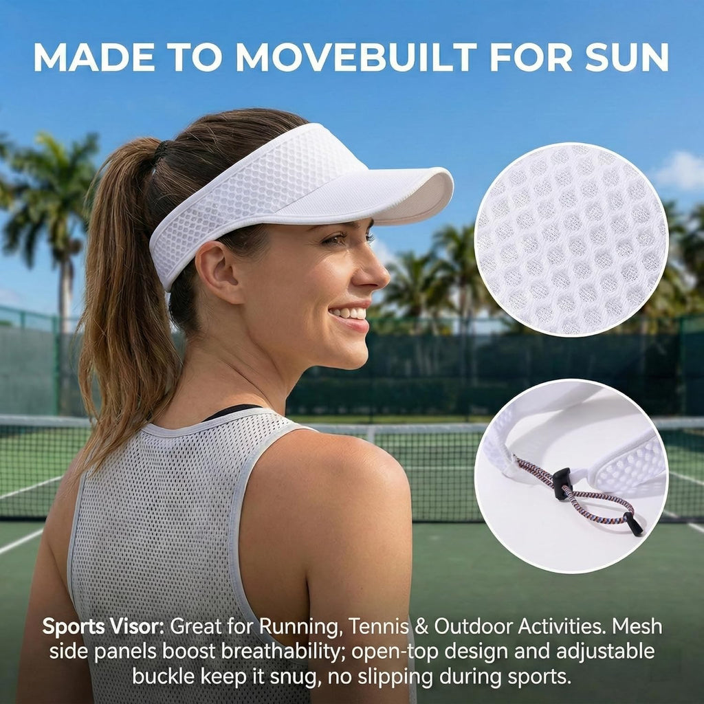 AUSFLUG Sun Visor Hat Men Women - Wide Brim Quick Dry Adjustable Cap, Lightweight for Golf Tennis Pickleball Beach
