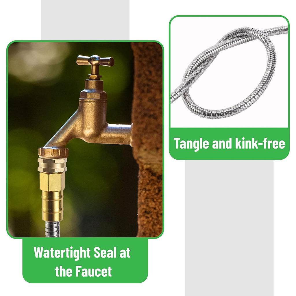 Unco- Metal Garden Hose, 10 Feet Stainless Steel No Kink, Durable Flexible | Water Hose For Garden, Yard, Outdoor Watering And Cleaning, Metal Hose For Everyday Outdoor Use
