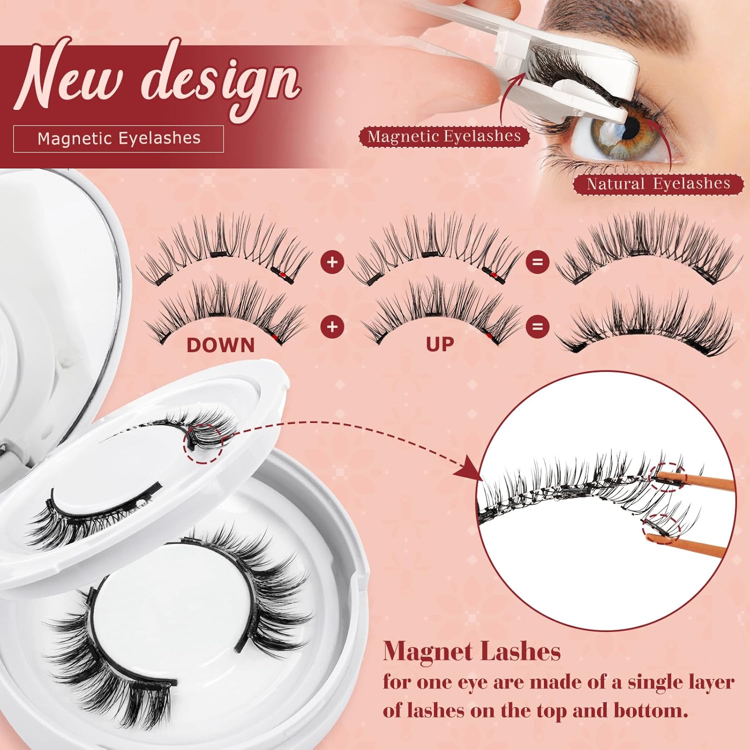 Higu Clace Magnetic Eyelashes 4 Pairs with Applicator Soft Natural Look Wispy Magnet Lashes without Eyeliner Easy to Wear and Remove (DJCX-F01)