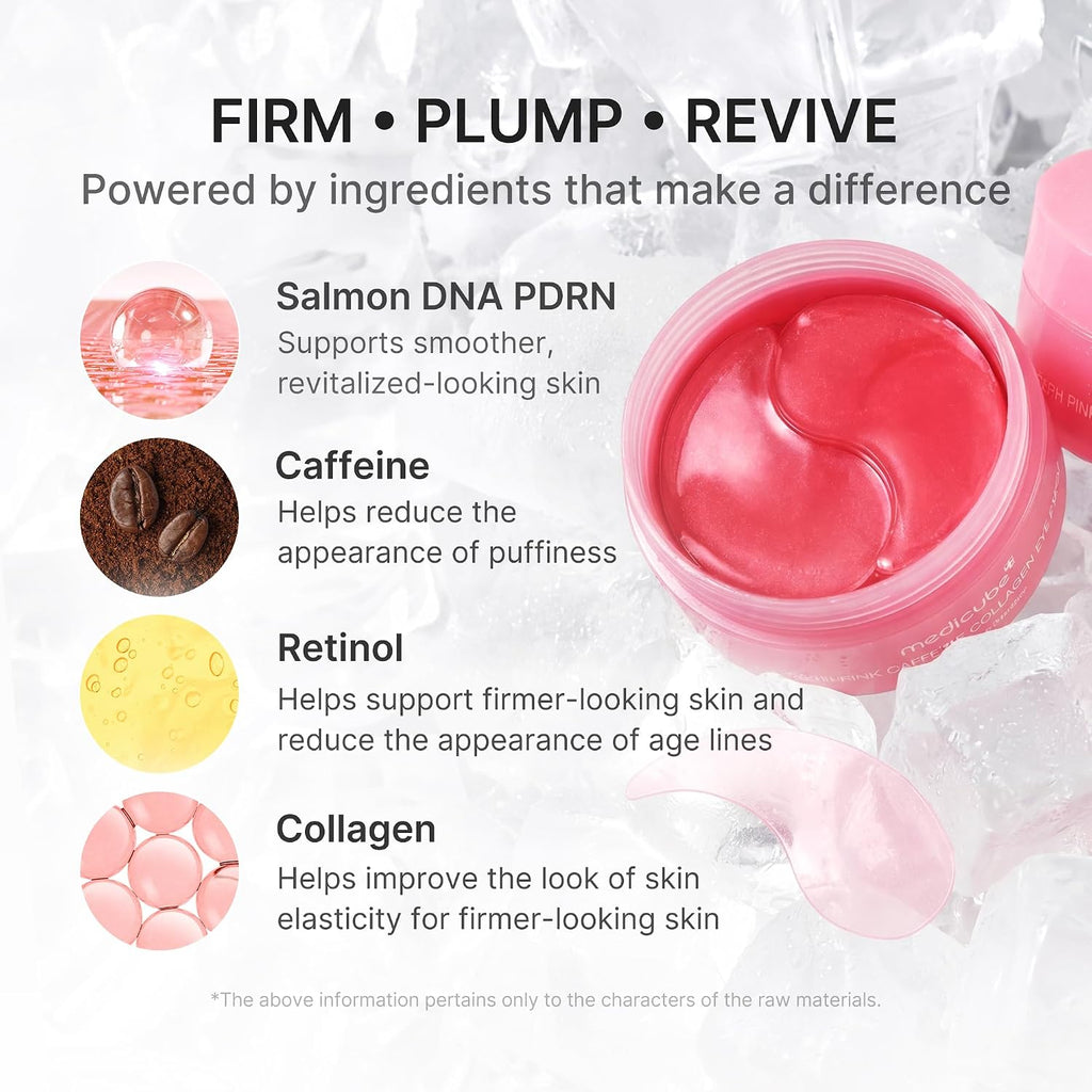 Medicube Eye Patch Pdrn Caffeine Collagen | Gel Eye Patches For The Appearance Of Dark Circles, Undereye Bags | Firming, Age-Defying Care With Retinol, Collagen | Korean Skincare | 30 Pairs