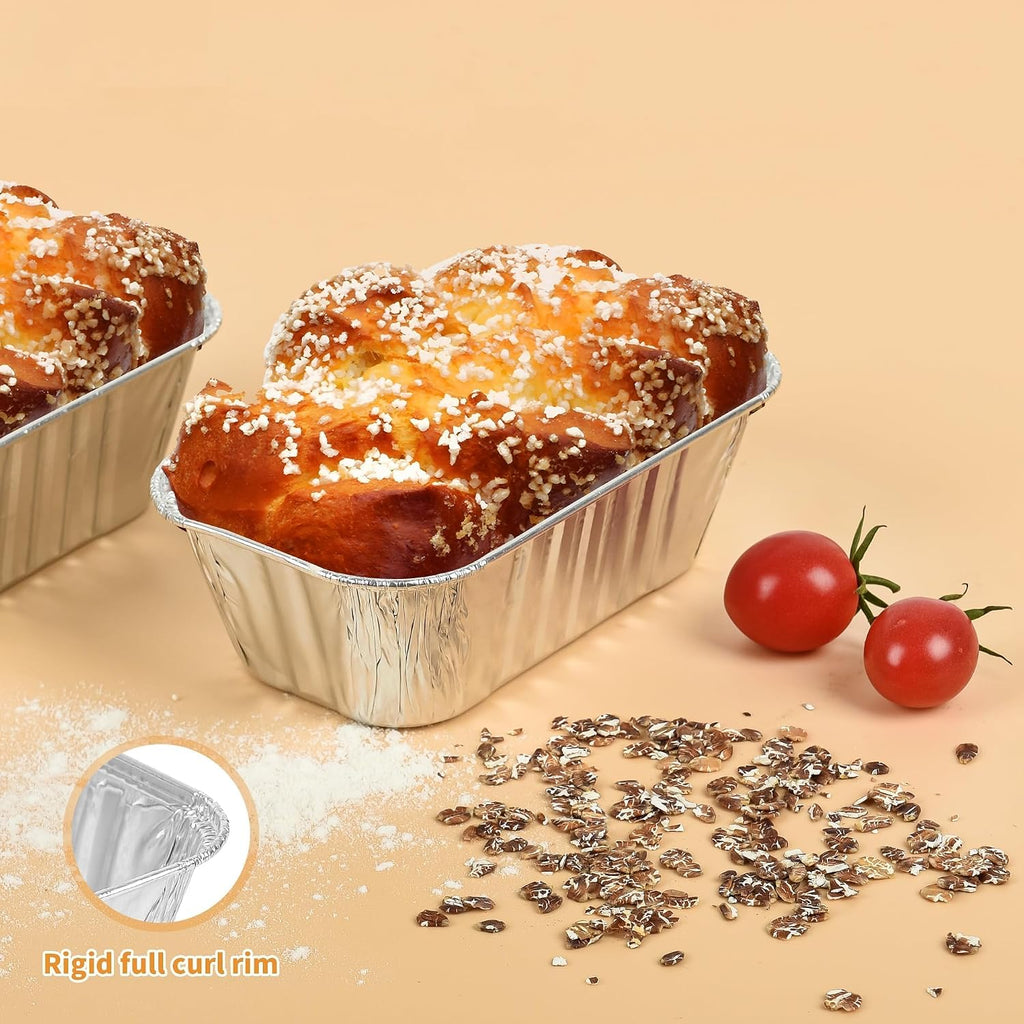 60 Pack Disposable Mini Aluminum Loaf Pans With Chear Lids,(6"X3.5"X2" )1 Lb Foil Loaf Pans,Disposable Aluminum Food Containers With Lids,Small Aluminum Tin Foil Baking Pan For Cakes, Bread, Meat