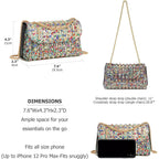 Rhinestone Clutch Purse, Sparkly Evening Bag With Chain For Women