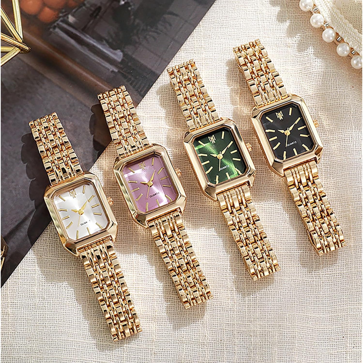 Bestkang Watches For Women Wrist Watches Steel Strap Womens Watch Casual Fashion Simple Square Quartz Wristwatch