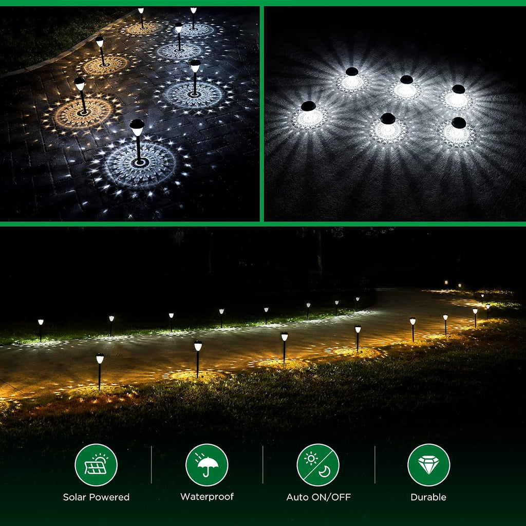 Super Bright Solar Lights Outdoor Waterproof-10 Pack, Dusk To Dawn Up To 12 Hrs Solar Powered Outdoor Pathway Garden Lights Auto On/Off, Led Landscape Lighting Decorative For Walkway Patio Yard