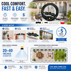 Misters For Outside Patio 63Ft(19.2M)+21 Brass Mist Nozzles+A Brass Adapter(3/4") Detachable Outdoor Misting Cooling System For Garden, Waterpark, Greenhouse, Backyard, Fan, Umbrella, Deck, Canopy