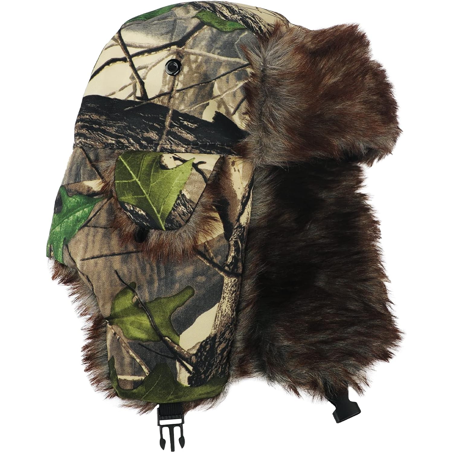Winter Trapper Hat with Ear Flaps Fallen Leaf Camo Hunting Cap Faux Fur Ushanka Russian Warm Hat Unisex Hunter's Hats