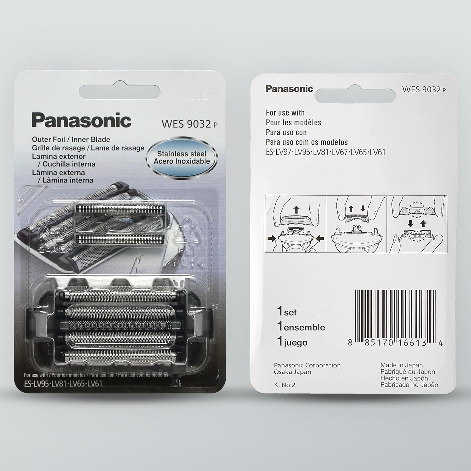 Panasonic Shaver Replacement Outer Foil and Inner Blade Set WES9032P, Compatible with ARC5 5-Blade Shavers ES-LV97-K, ES-LV67-K, ES-LV95-S, ES-LV65-S