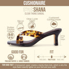 Cushionaire Shana Clear Jelly Strap Heels For Women, Flared Kitten Heel Slide With Cushioned Footbed And Split Toe