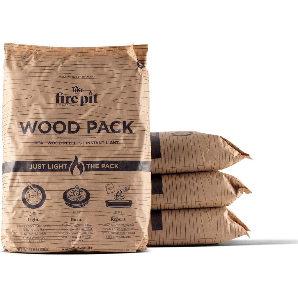 Tiki Wood Pellet Pack – 4-Pack Wood Pellets For Smokeless Fire Pits, Easy-To-Use Fire Pit Fuel For Outdoor Heating & Camping, 30+ Minute Full Flame Fire, Made In The Usa