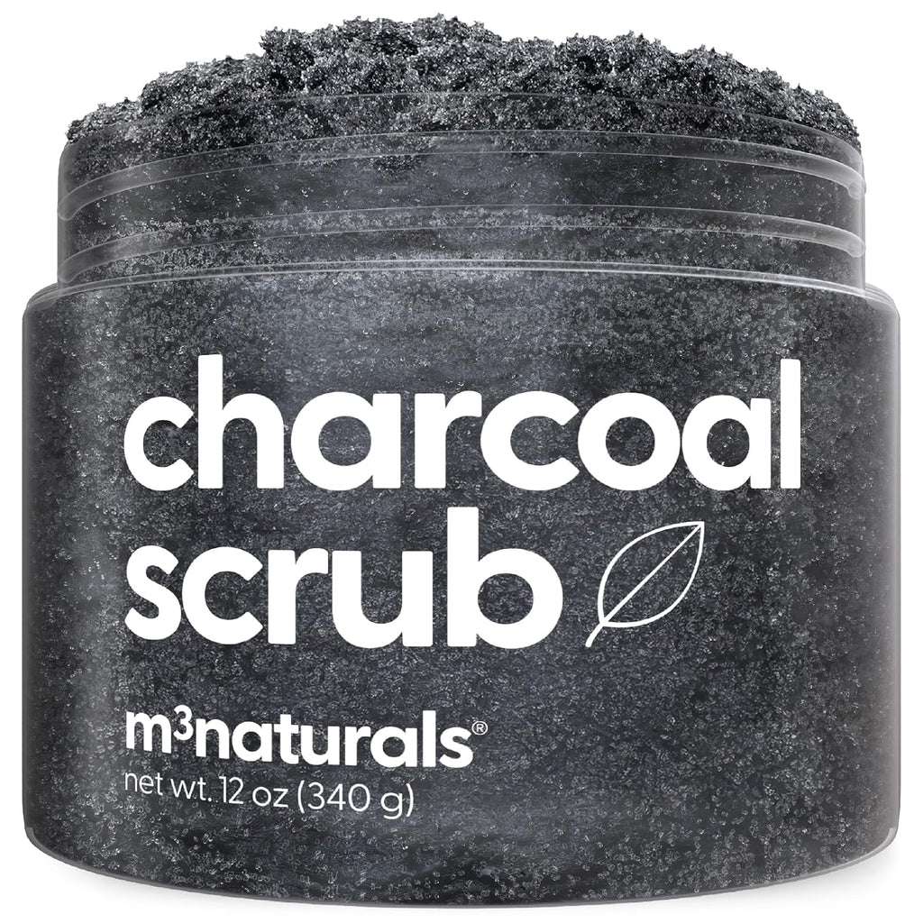 Exfoliating Charcoal Scrub With Collagen & Stem Cells – Salt Scrub For Body Toning, Cellulite, Armpit Detox, And Skin Smoothing For Face, Feet, And Body By M3