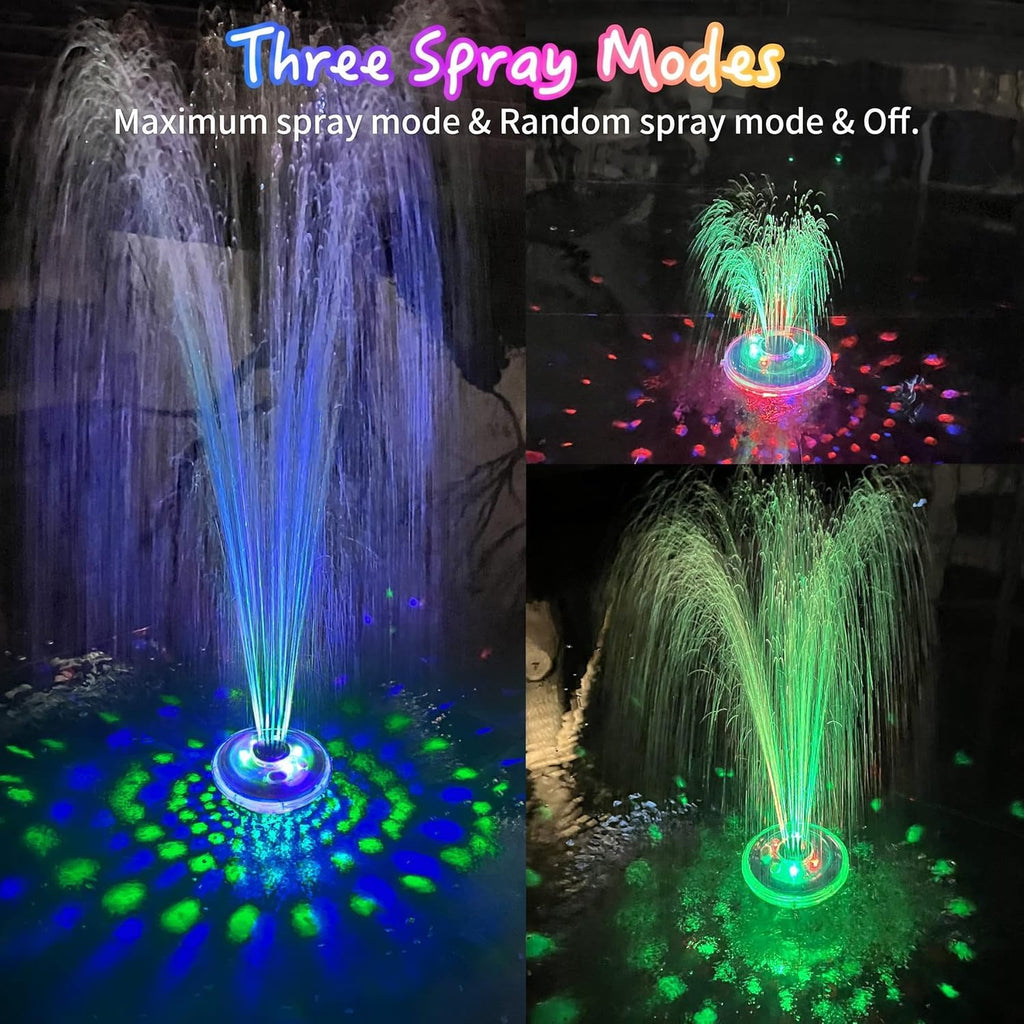 Floating Water Fountain With Underwater Lights, Powered Pump Outdoor, 3 Modes Sprinkler Waterfall Fountain For Inground Above Ground Pool, Pond-Blue-1Pc