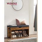 Vasagle Custos Collection - Storage Bench With Cushion, Shoe Bench, Padded Seat, Hidden Storage, Entryway, Hold Up To 300 Lb, 11.8 X 31.5 X 17.3 Inches, Rustic Brown And Ink Black Ulhs30Bx