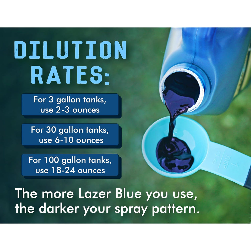 Liquid Harvest Lazer Blue - 32 Ounces - Concentrated Spray Pattern Indicator - Perfect Weed/ Fertilizer Marking Dye, Turf Mark And Blue Herbicide Marker