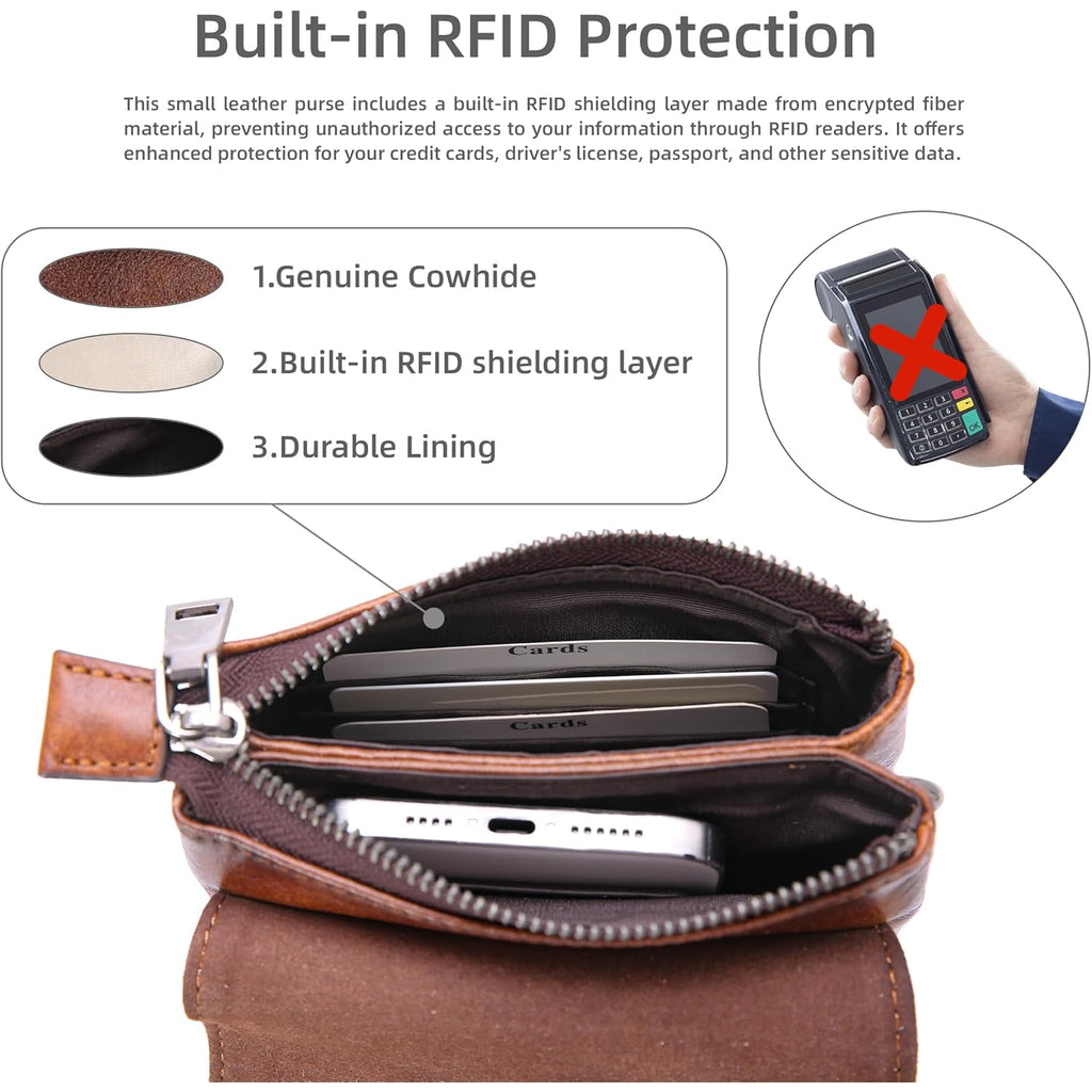 Iswee Leather Crossbody Bags for Women RFID Blocking Cell Phone Purse Small Anti-Theft Zippered with Card slots