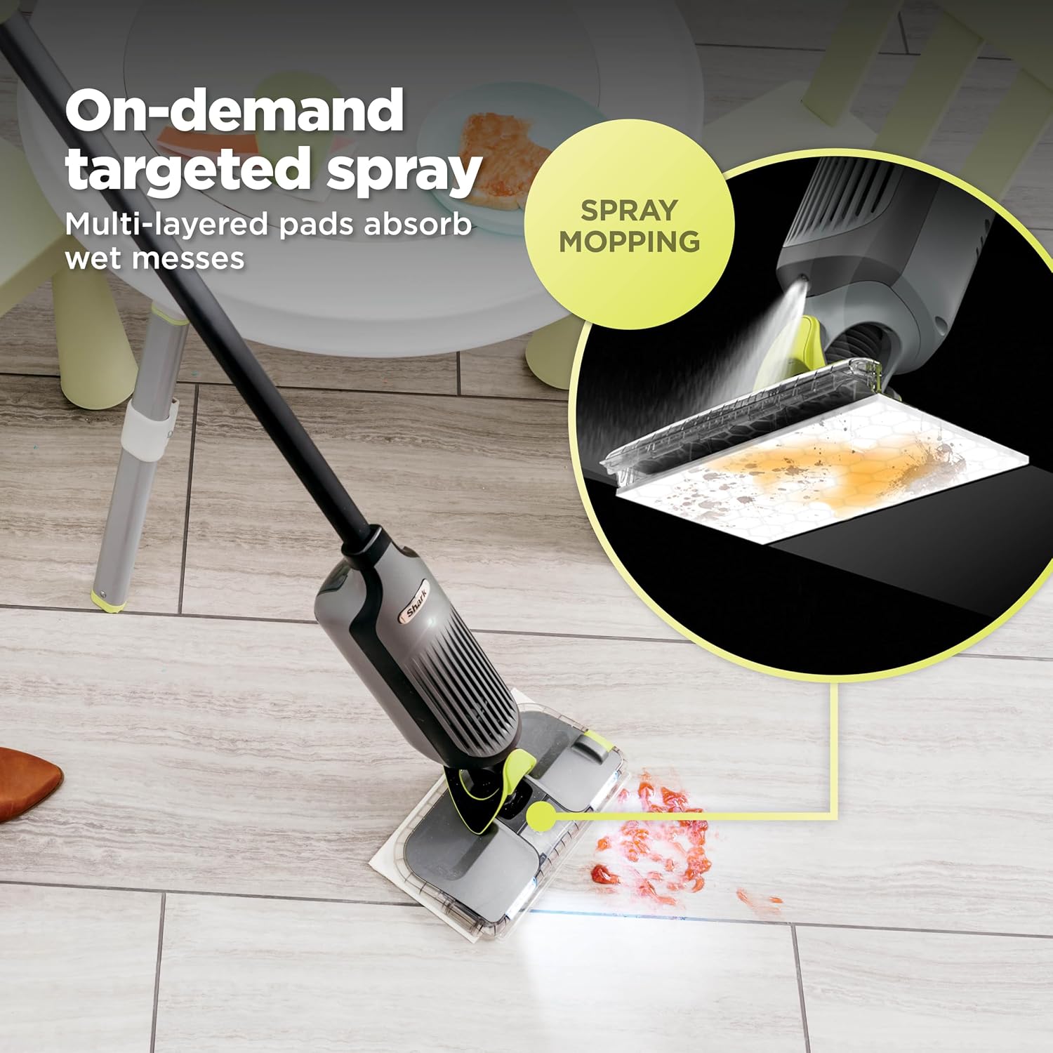 Shark Vacmop Cordless Vacuum & Spray Mop, Gray, Vm252