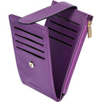 Women's RFID Slim Card Holder Wallet: Thin Bifold with Multi-Card Case & Zipper Coin Pocket Purse (Deep Purple)
