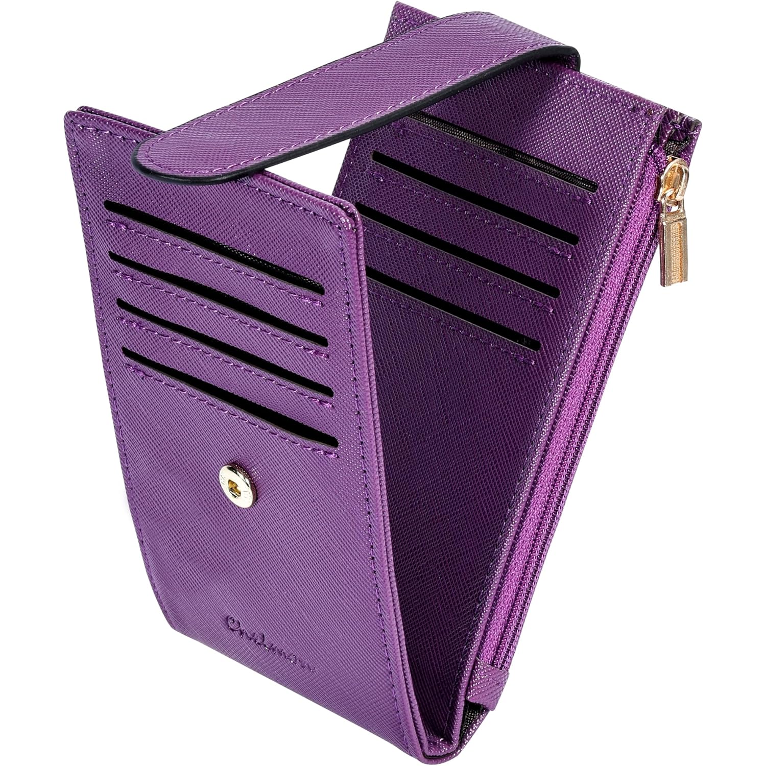 Women's RFID Slim Card Holder Wallet: Thin Bifold with Multi-Card Case & Zipper Coin Pocket Purse (Deep Purple)