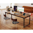 Coleshome 71 Inch Computer Desk With Usb Ports, Large Office Desk, Long Study Student Writing Desk, Rustic Brown