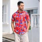 Fanient Mens Hawaiian Shirt Summer 3D Print Casual Short Sleeve Button Down Graphic Aloha Dress Shirts