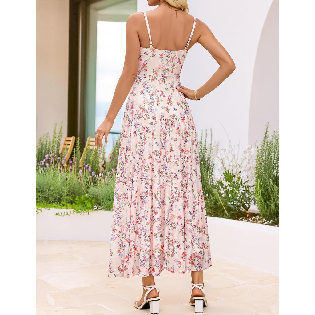 Zesica Women'S Summer Floral Sleeveless Maxi Dress 2026 Boho Mesh Spaghetti Strap Flowy Beach Wedding Guest Long Dresses