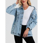 Oversized Denim Jacket Women Boyfriend Jean Jacket Trendy Loose Shacket Spring Trucker Coats