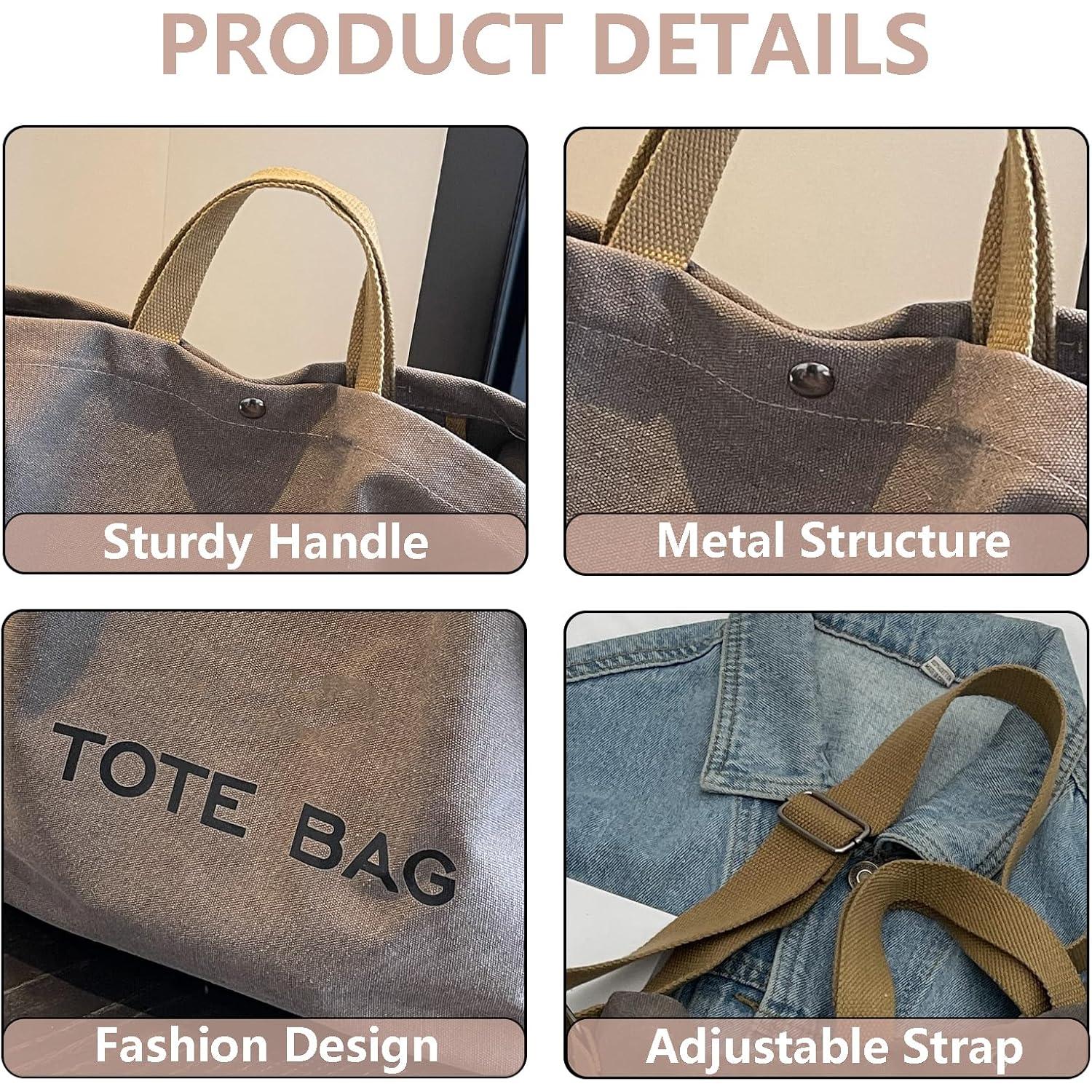 Women Canvas Tote Bag Travel Shoulder Bag Large Capacity Crossbody Top Handle Fashion Handbags