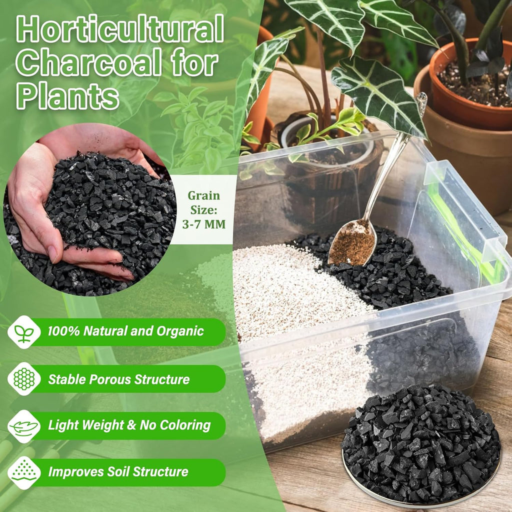 2 Qt Horticultural Charcoal- Natural Charcoal For Plants, Biochar Soil Amendment For Indoor Plants, Terrariums, Orchids Potting Mix And Gardening