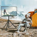Tripod Tv Stand For 23-75 Inch Flat Screen/Curved Tvs Up To 100 Lbs | Outdoor Tv Stand With ±15° Tilt, Height Adjustable Portable Tv Stands With Safety Design, Max Vesa 600X400M, Black