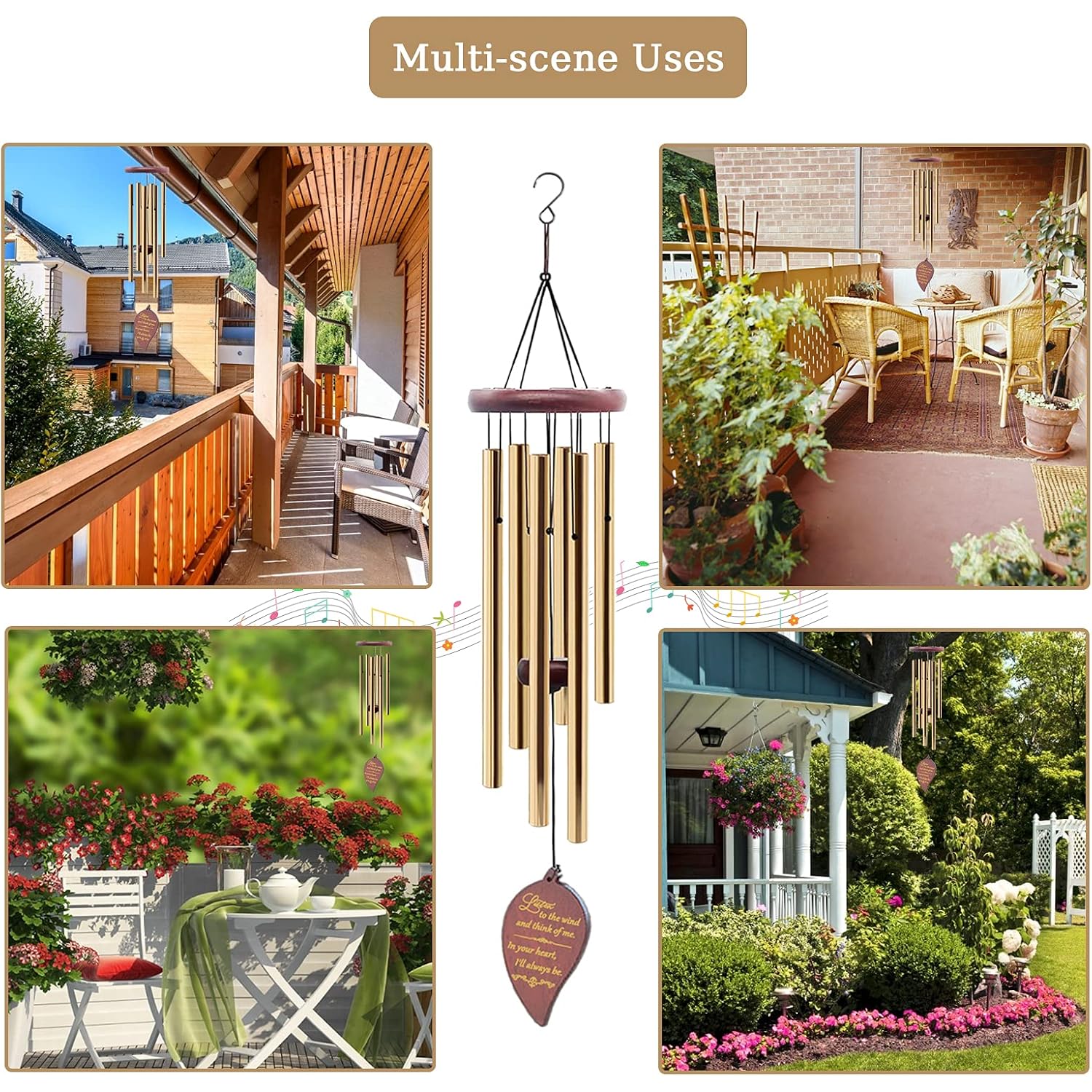 Wind Chimes For Outside, 30" Wooden Sympathy Wind Chimes Memorial Wind Chime For Loss Of Loved One Mother Father, Sympathy Gift Home Decor Outdoor Garden Patio
