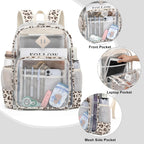 Clear Backpack For Girls Women School Bookbag Heavy Duty Transparent Backpacks (Beige Corduroy Leopard)