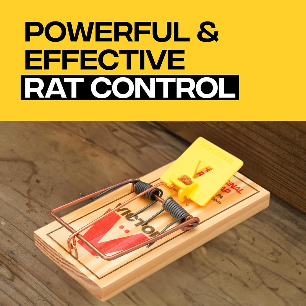 Victor Wide Pedal Snap Rat Traps, 9-Pack, Fsc Certified Wood | Large Trip Pedal Indoor Outdoor Rodent Control Pest Elimination Pre-Baited Easy Set Design Instant Kill