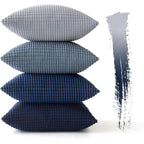MIULEE Blue Decorative Pillow Covers 18x18 Inch Set of 4 Boho Western Farmhouse Home Decor Couch Throw Pillows Summer Coastal Corduroy Pillowcases Industrial for Sofa Living Room Bed